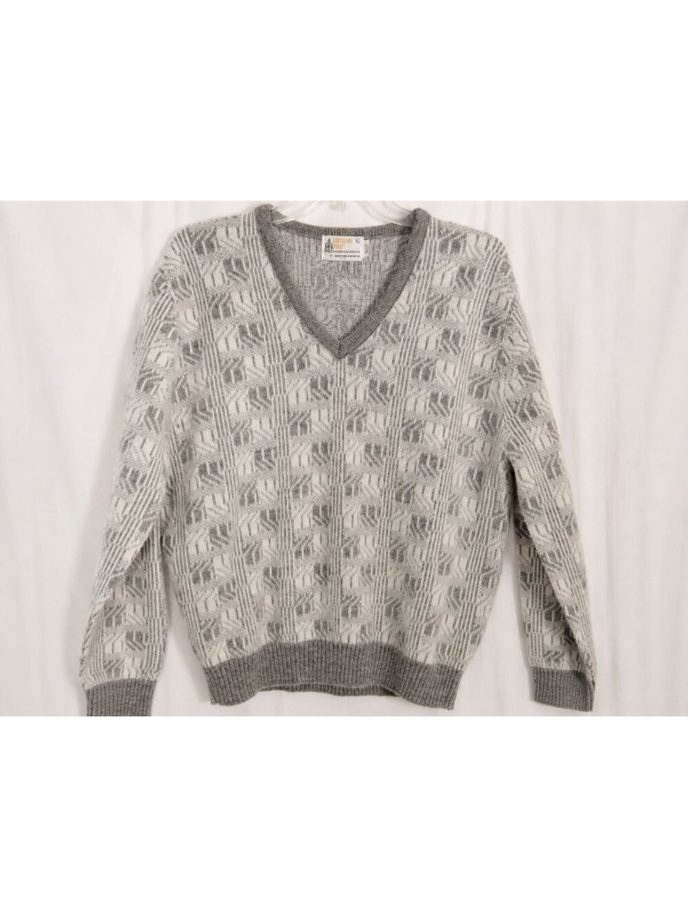 LONDON FOG mens gray and white sweater size Large